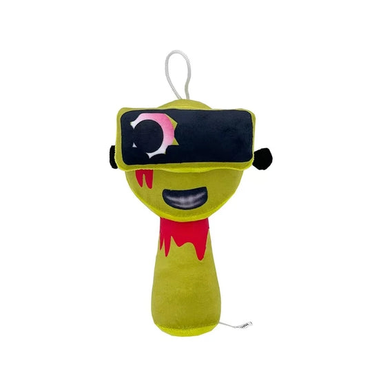 Plush toy with a face design on a white background