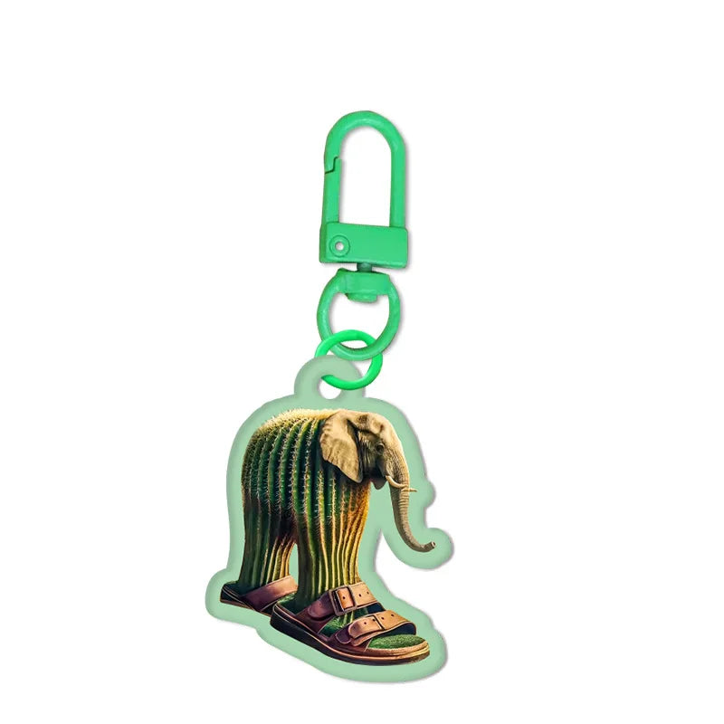 Keychain with elephant design on a white background