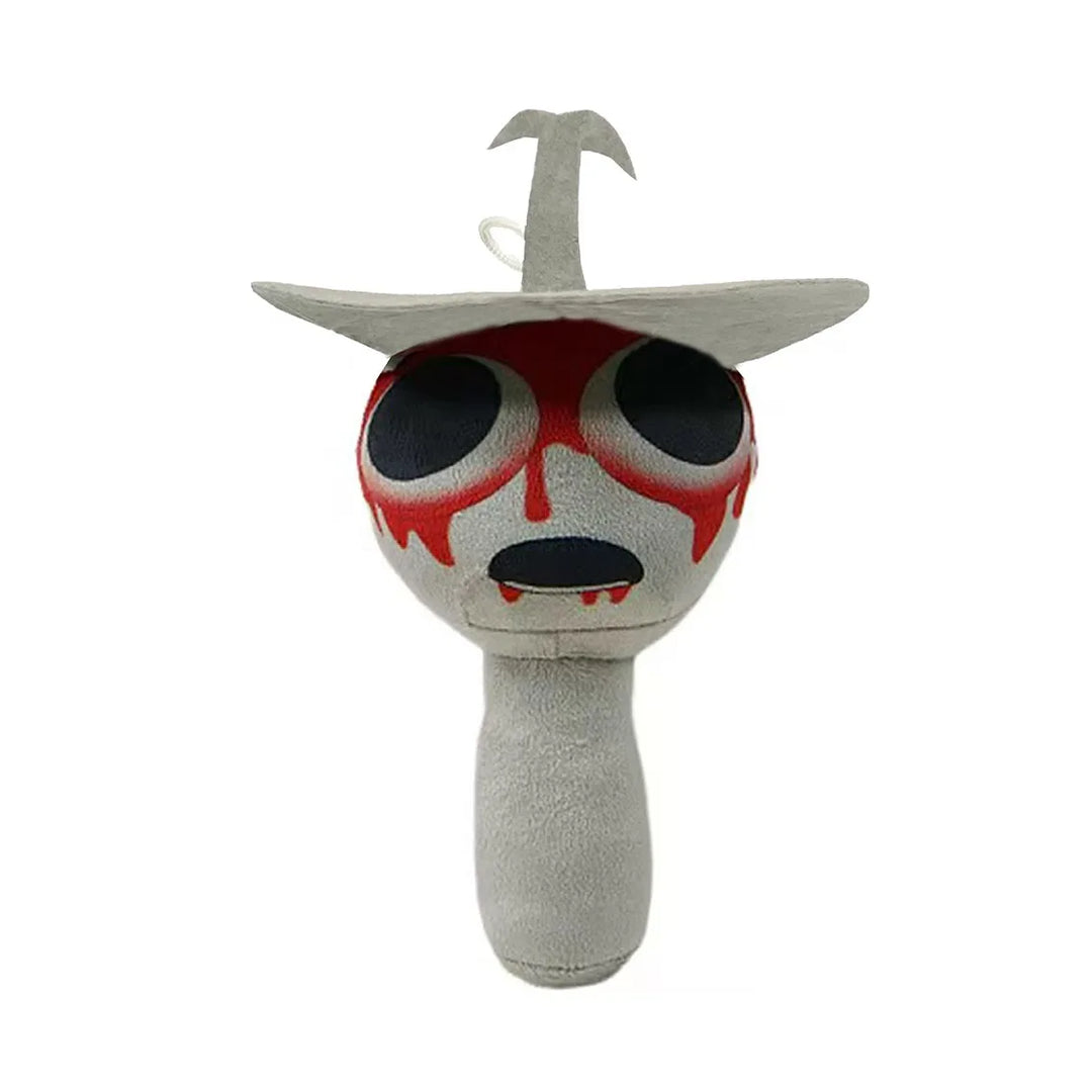 Plush toy with a unique design on a white background