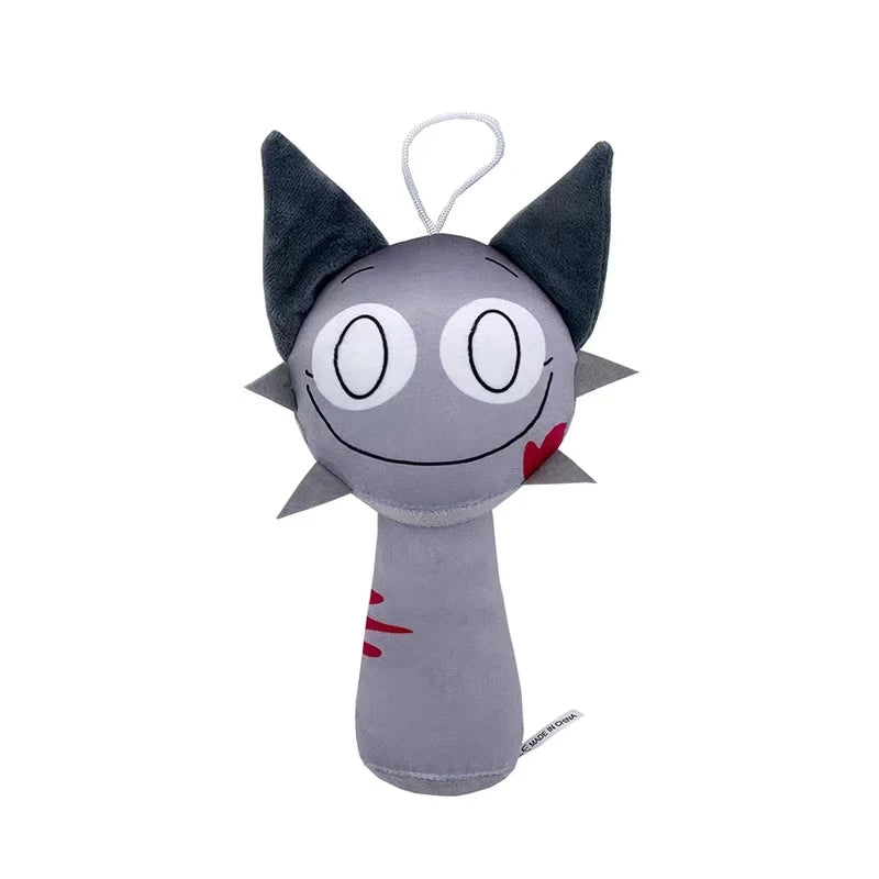 Plush toy with a character design on a white background