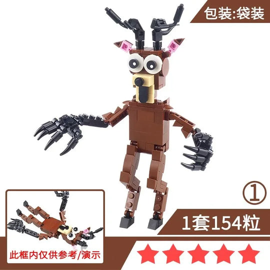 Toy figure made of interlocking bricks on a white background