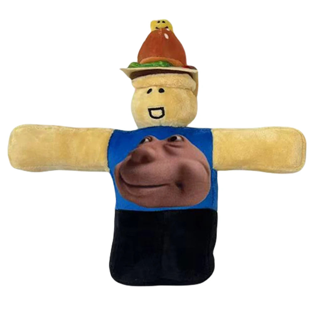 Plush toy with a face and arms on a white background
