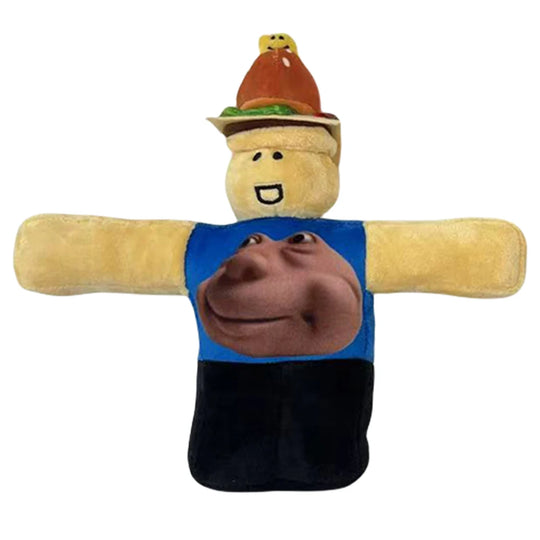 Plush toy with a face and arms on a white background