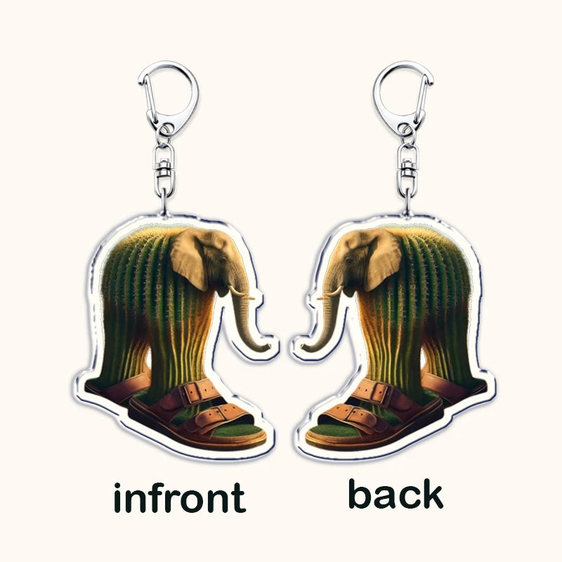 Keychain with elephant design on a white background