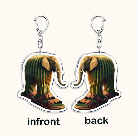 Keychain with elephant design on a white background