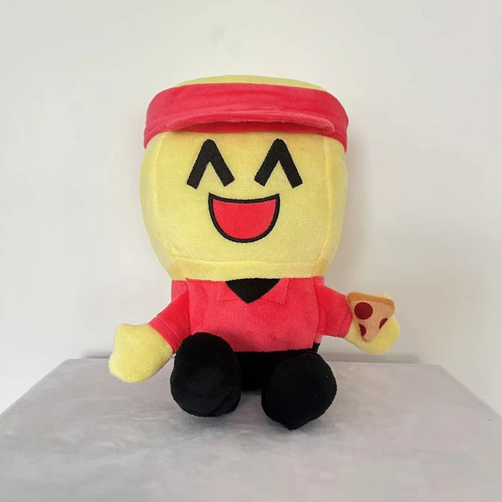 Plush toy with a happy face design on a white background